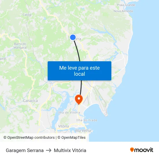 Garagem Serrana to Multivix Vitória map