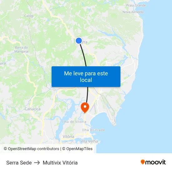 Serra Sede to Multivix Vitória map