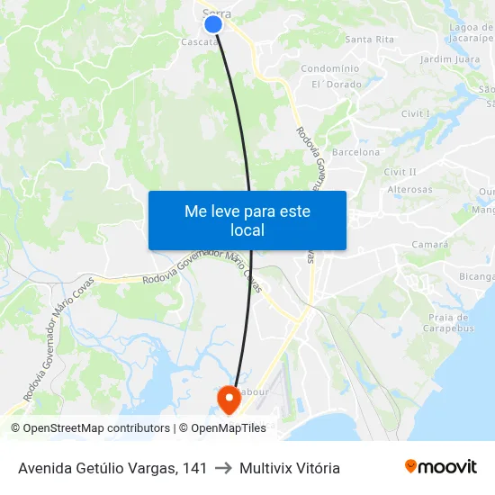 Avenida Getúlio Vargas, 141 to Multivix Vitória map