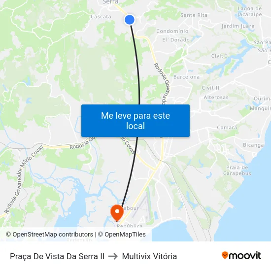 Praça De Vista Da Serra II to Multivix Vitória map