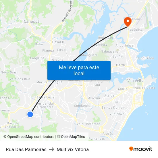 Rua Das Palmeiras to Multivix Vitória map