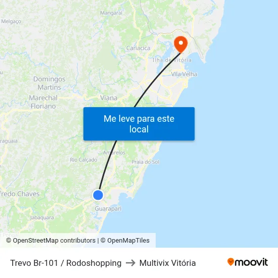 Trevo Br-101 / Rodoshopping to Multivix Vitória map
