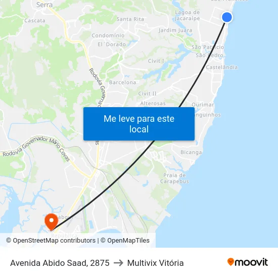 Avenida Abido Saad, 2875 to Multivix Vitória map
