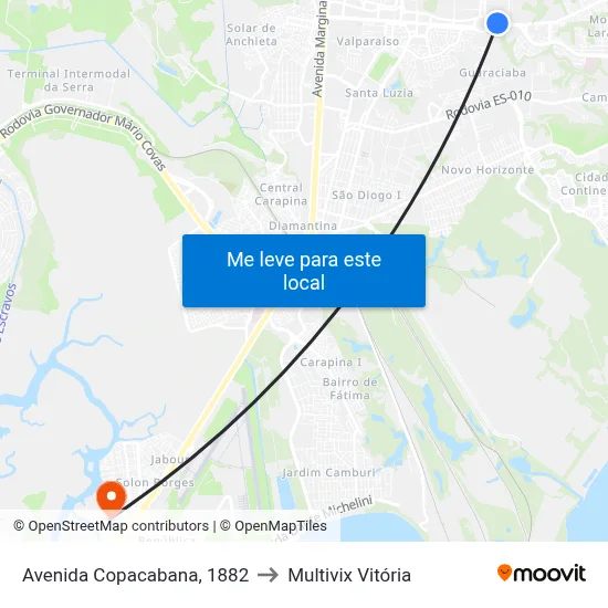 Avenida Copacabana, 1882 to Multivix Vitória map
