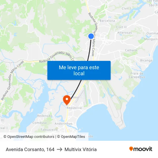 Avenida Corsanto, 164 to Multivix Vitória map
