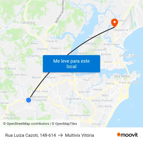 Rua Luiza Cazoti, 148-614 to Multivix Vitória map