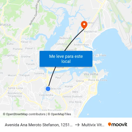 Avenida Ana Meroto Stefanon, 1251-1365 to Multivix Vitória map