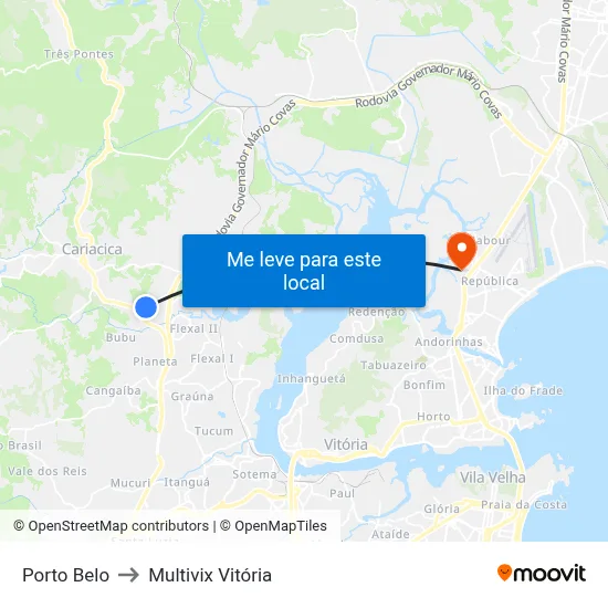 Porto Belo to Multivix Vitória map