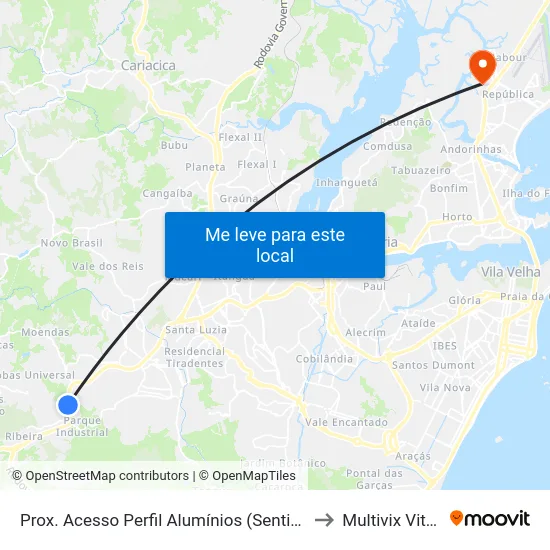 Prox. Acesso Perfil Alumínios (Sentido Sul) to Multivix Vitória map