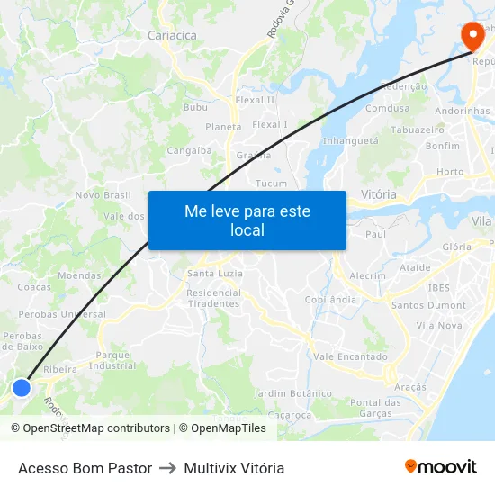 Acesso Bom Pastor to Multivix Vitória map
