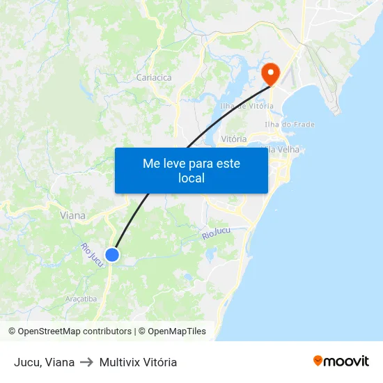Jucu, Viana to Multivix Vitória map