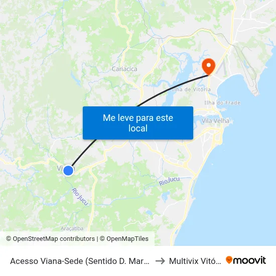 Acesso Viana-Sede (Sentido D. Martins) to Multivix Vitória map
