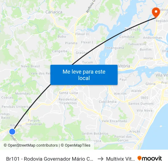 Br101 - Rodovia Governador Mário Covas, 164 to Multivix Vitória map