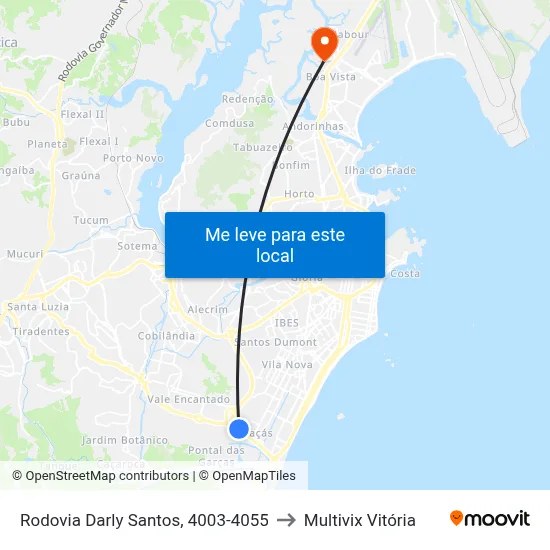 Rodovia Darly Santos, 4003-4055 to Multivix Vitória map