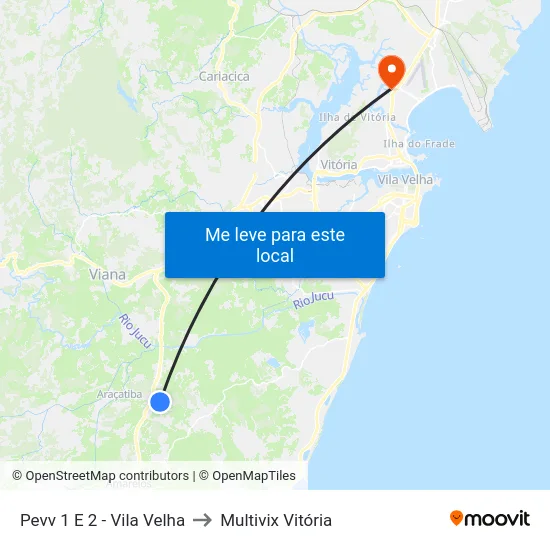 Pevv 1 E 2 - Vila Velha to Multivix Vitória map