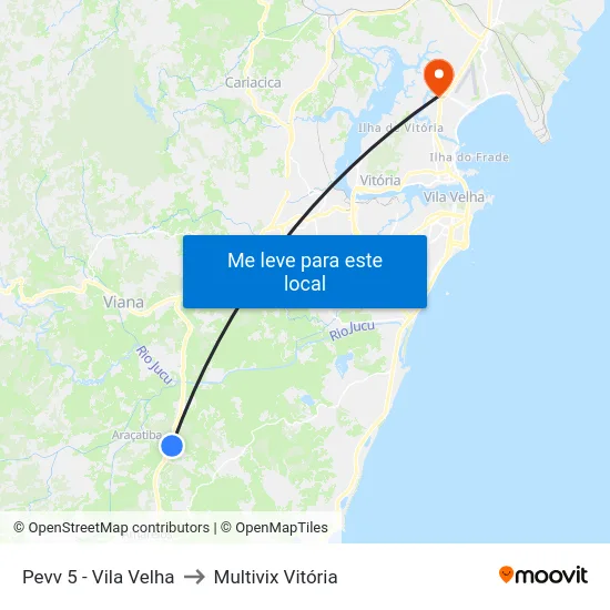 Pevv 5 - Vila Velha to Multivix Vitória map