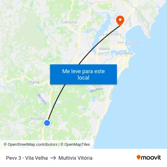 Pevv 3 - Vila Velha to Multivix Vitória map