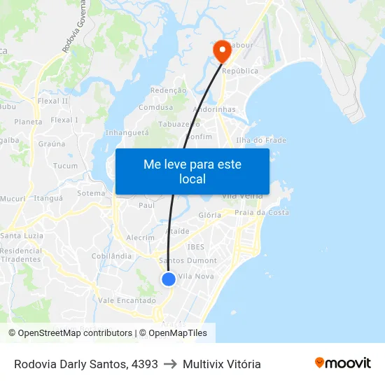 Rodovia Darly Santos, 4393 to Multivix Vitória map