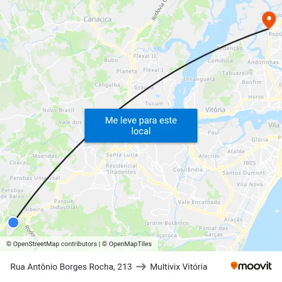 Rua Antônio Borges Rocha, 213 to Multivix Vitória map