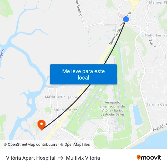 Vitória Apart Hospital to Multivix Vitória map