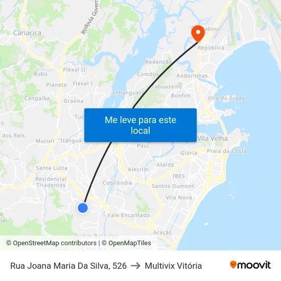 Rua Joana Maria Da Silva, 526 to Multivix Vitória map