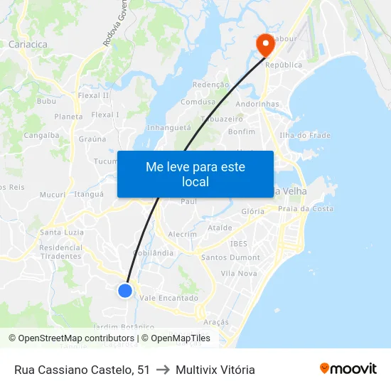 Rua Cassiano Castelo, 51 to Multivix Vitória map