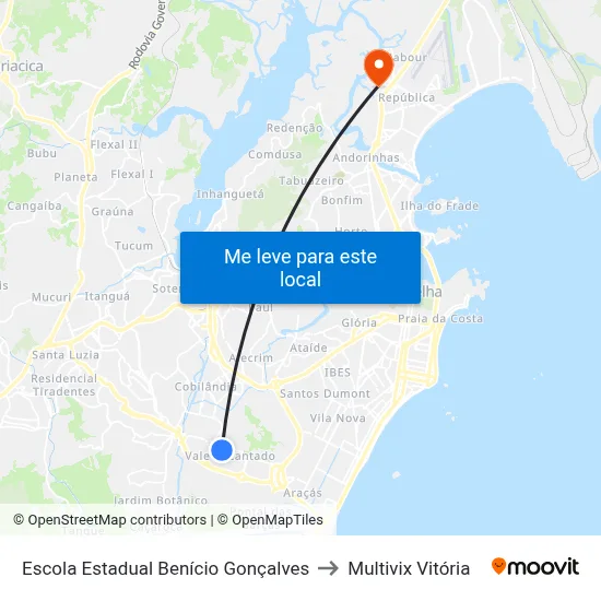 Escola Estadual Benício Gonçalves to Multivix Vitória map