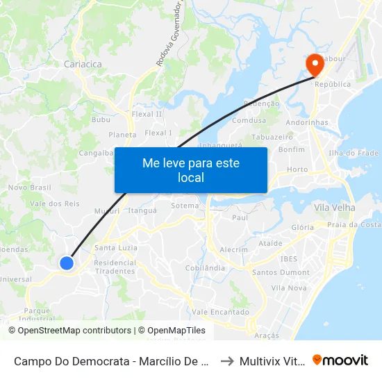 Campo Do Democrata - Marcílio De Noronha to Multivix Vitória map