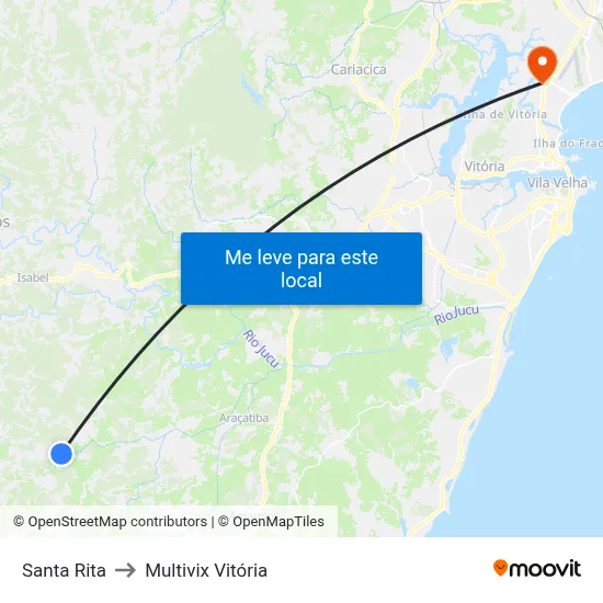 Santa Rita to Multivix Vitória map