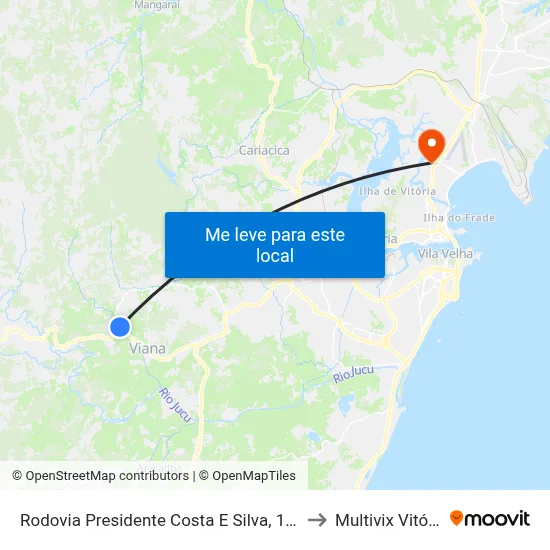 Rodovia Presidente Costa E Silva, 1567 to Multivix Vitória map