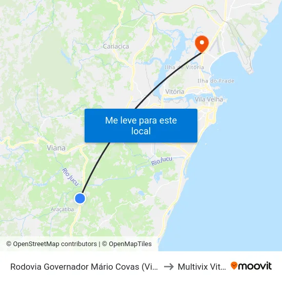 Rodovia Governador Mário Covas (Vila Velha) to Multivix Vitória map