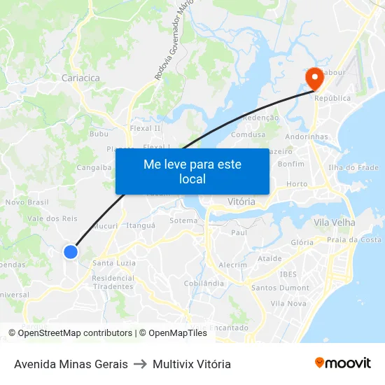 Avenida Minas Gerais to Multivix Vitória map