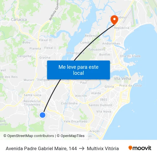 Avenida Padre Gabriel Maire, 144 to Multivix Vitória map