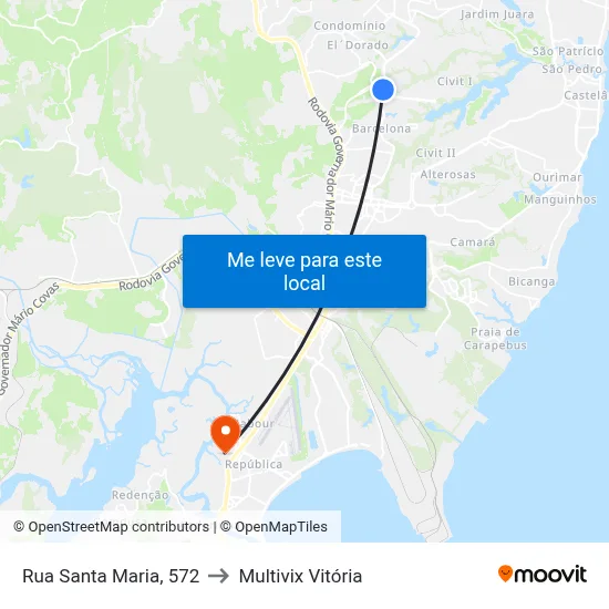 Rua Santa Maria, 572 to Multivix Vitória map