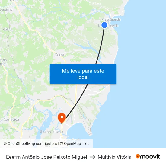 Eeefm Antônio Jose Peixoto Miguel to Multivix Vitória map