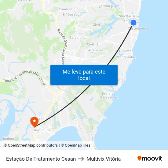 Estação De Tratamento Cesan to Multivix Vitória map