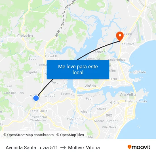 Avenida Santa Luzia 511 to Multivix Vitória map