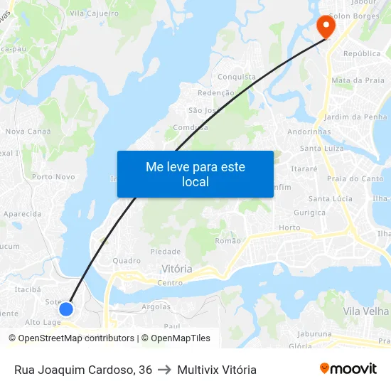 Rua Joaquim Cardoso, 36 to Multivix Vitória map