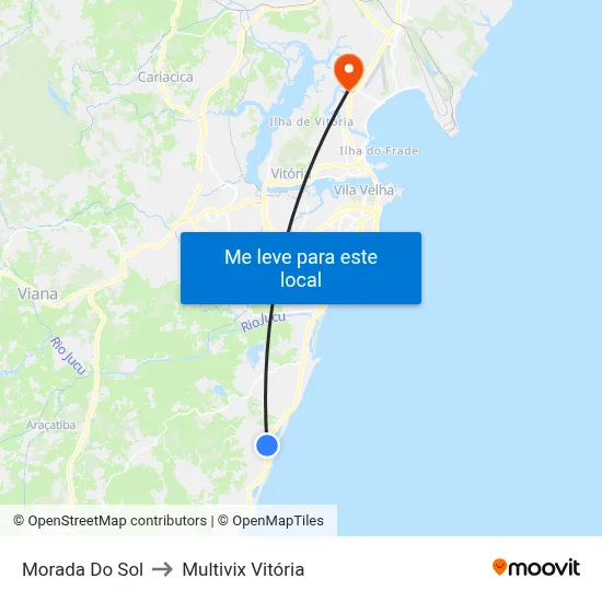 Morada Do Sol to Multivix Vitória map
