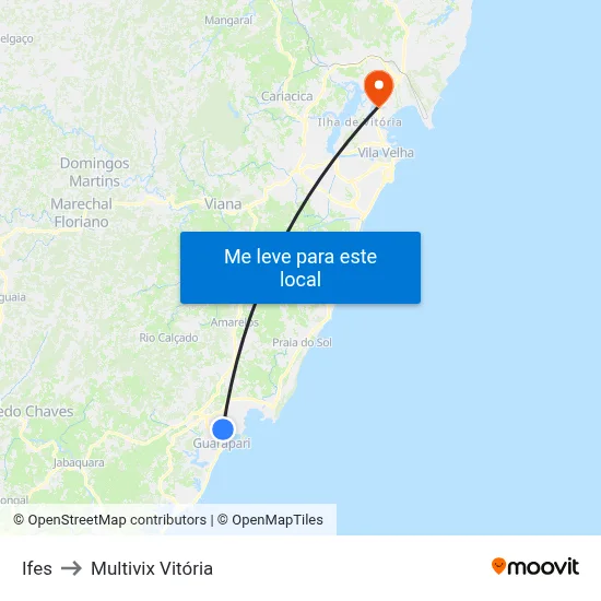 Ifes to Multivix Vitória map