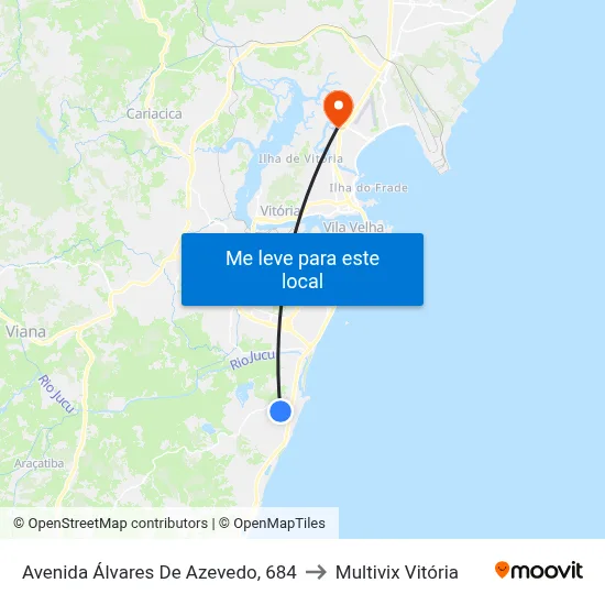 Avenida Álvares De Azevedo, 684 to Multivix Vitória map