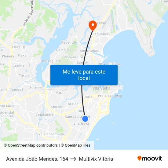 Avenida João Mendes, 164 to Multivix Vitória map