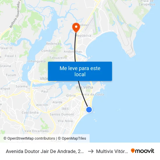 Avenida Doutor Jair De Andrade, 268 to Multivix Vitória map