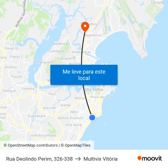 Rua Deolindo Perim, 326-338 to Multivix Vitória map