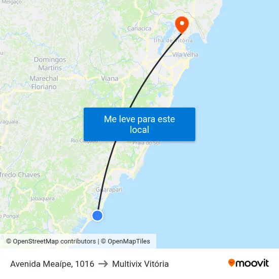 Avenida Meaípe, 1016 to Multivix Vitória map