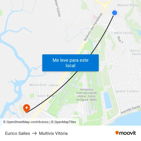 Eurico Salles to Multivix Vitória map