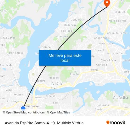 Avenida Espírito Santo, 4 to Multivix Vitória map