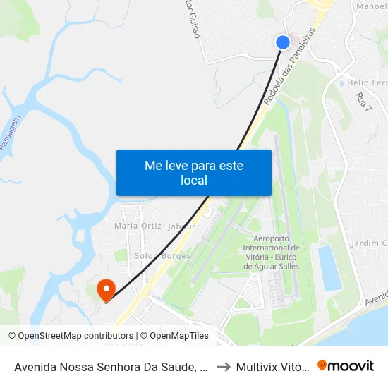 Avenida Nossa Senhora Da Saúde, 205 to Multivix Vitória map