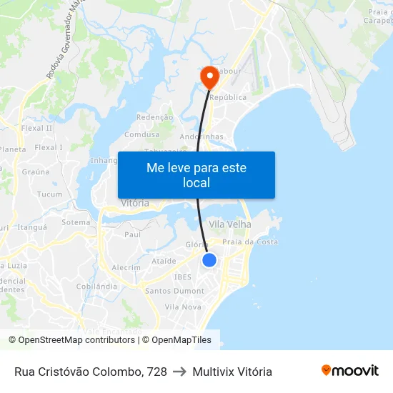 Rua Cristóvão Colombo, 728 to Multivix Vitória map