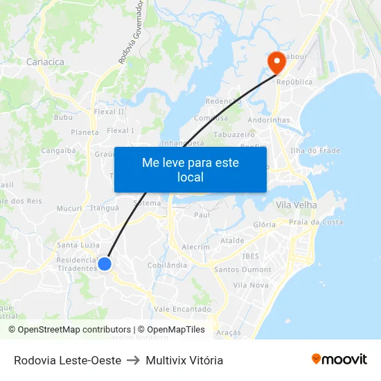 Rodovia Leste-Oeste to Multivix Vitória map